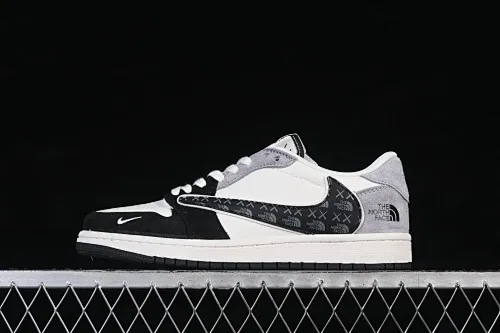 All categories Air Jordan Jordan series basketball shoes Air Jordan 1 Low High-end customized low-top sneakers Air Jordan 1 Low AJ1 Joe 1 three-party joint black and white gray contrast high-end customized low-top retro basketball shoes JW1188-172
